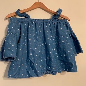 Denim off the shoulder blouse